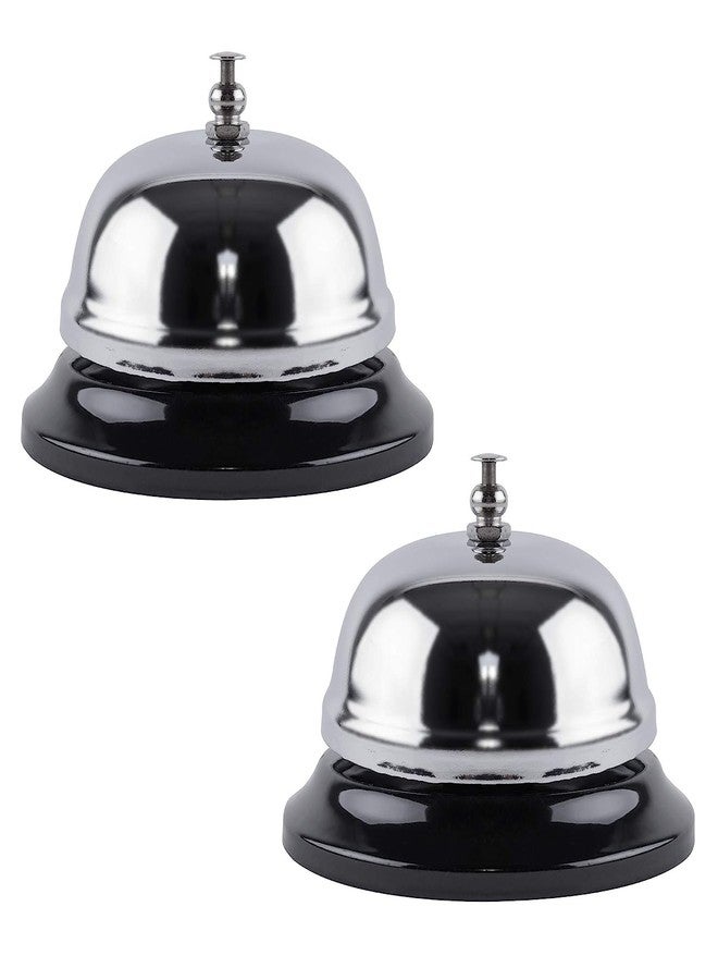 KIRA 2 Pack Call Bell Front Desk 3.35 inch Silver Metal Anti-Rust Ringing Service Bell, for Hotels, Offices, Pet Dog Training, Schools, Reception, Restaurants, Warehouses, Elderly and Kids Hospitals - Image 1
